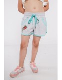 Girls\' shorts with an application, light gray NDZ0756 - Online store - Boutique